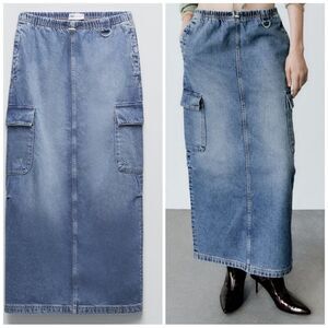 Zara Cargo Denim Skirt New